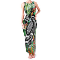 Polynesian Pacific Rugby Tribal Family Matching Tank Maxi Dress and Hawaiian Shirt Tropical Vibe LT9 Mom's Dress Black - Polynesian Pride