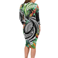 Polynesian Pacific Rugby Tribal Long Sleeve Bodycon Dress Tropical Vibe LT9 - Polynesian Pride