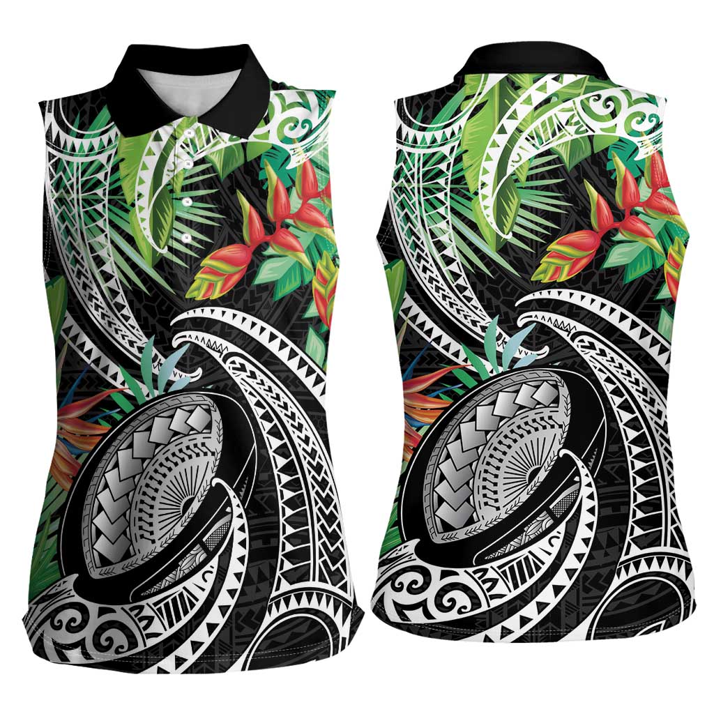 Polynesian Pacific Rugby Tribal Women Sleeveless Polo Shirt Tropical Vibe