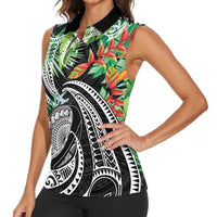 Polynesian Pacific Rugby Tribal Women Sleeveless Polo Shirt Tropical Vibe