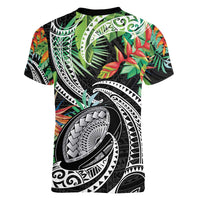 Polynesian Pacific Rugby Tribal Women V-Neck T-Shirt Tropical Vibe