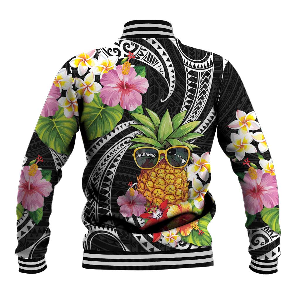 Hau'oli Makahiki Hou Baseball Jacket Aloha Pineapple Tropical Vibe