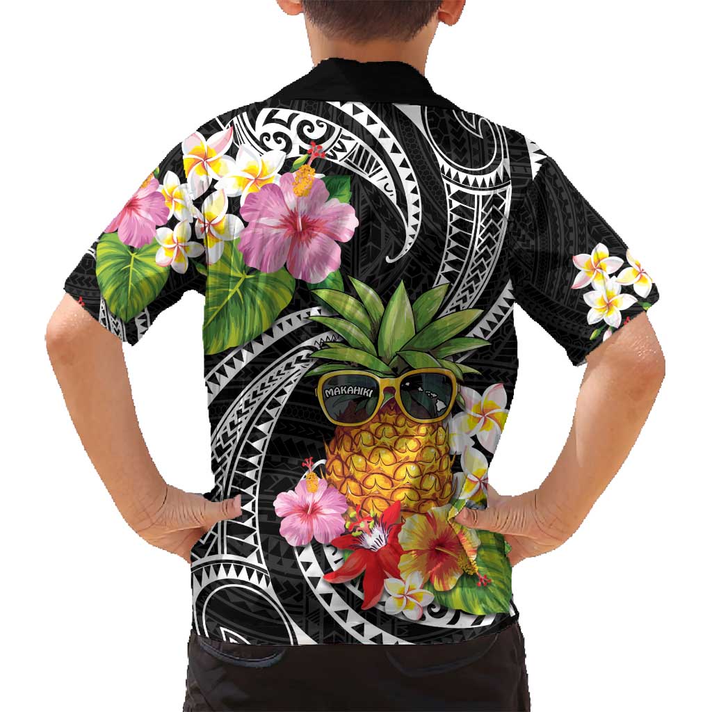 Hau'oli Makahiki Hou Family Matching Off Shoulder Maxi Dress and Hawaiian Shirt Aloha Pineapple Tropical Vibe LT9 - Polynesian Pride