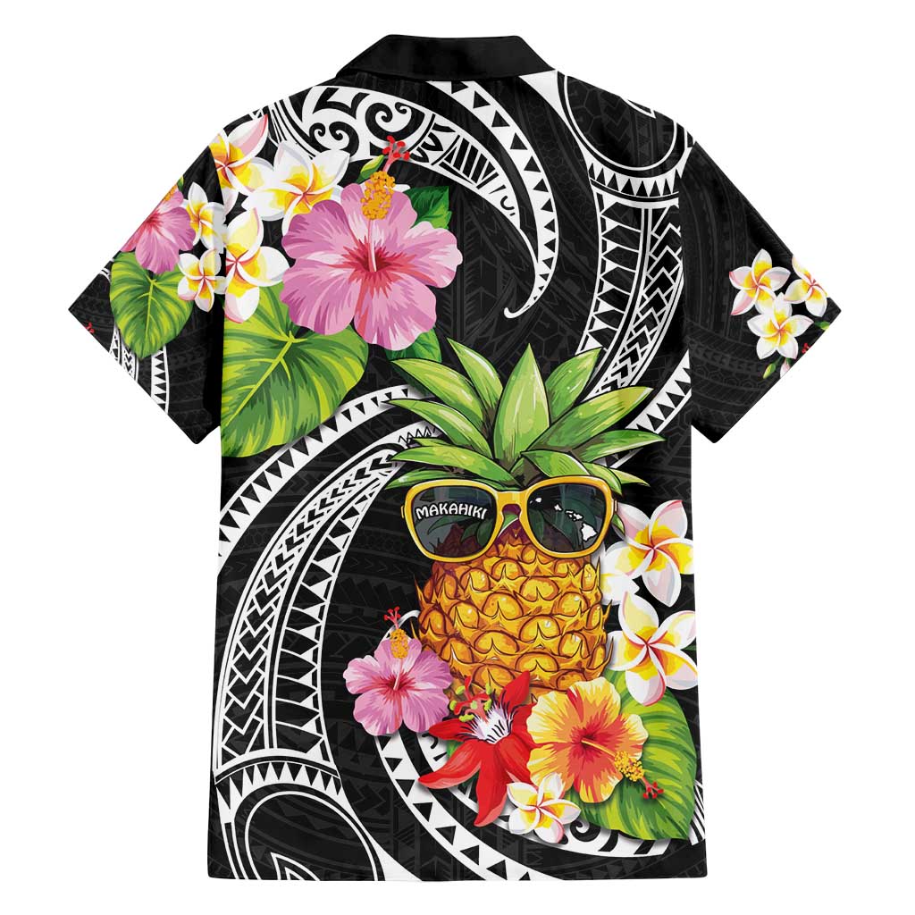 Hau'oli Makahiki Hou Family Matching Off Shoulder Maxi Dress and Hawaiian Shirt Aloha Pineapple Tropical Vibe LT9 - Polynesian Pride
