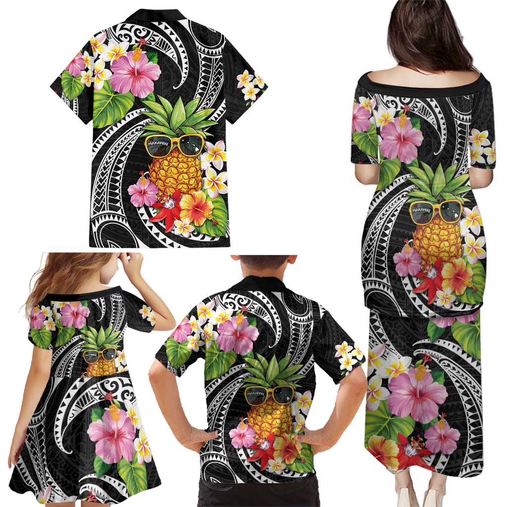 Hau'oli Makahiki Hou Family Matching Puletasi and Hawaiian Shirt Aloha Pineapple Tropical Vibe LT9 - Polynesian Pride