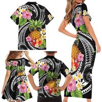 Hau'oli Makahiki Hou Family Matching Short Sleeve Bodycon Dress and Hawaiian Shirt Aloha Pineapple Tropical Vibe LT9 - Polynesian Pride