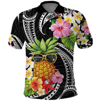 Hau'oli Makahiki Hou Polo Shirt Aloha Pineapple Tropical Vibe