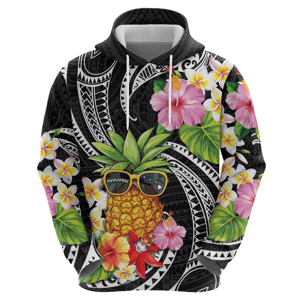 Hau'oli Makahiki Hou Zip Hoodie Aloha Pineapple Tropical Vibe LT9 - Polynesian Pride