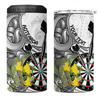 Personalised New Zealand Darts 4 in 1 Can Cooler Tumbler Kowhai Floral with Maori Tattoo LT9 One Size: 16 oz Black - Polynesian Pride