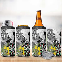Personalised New Zealand Darts 4 in 1 Can Cooler Tumbler Kowhai Floral with Maori Tattoo LT9 - Polynesian Pride