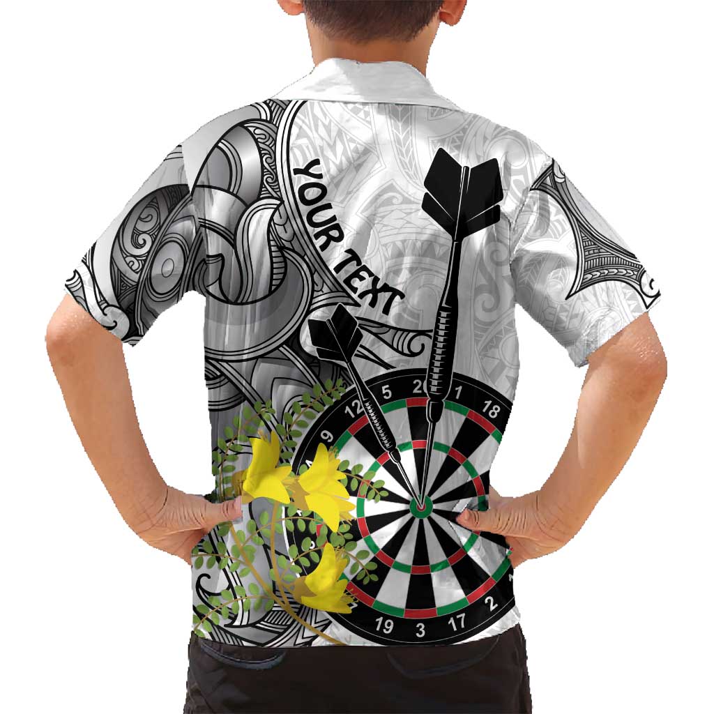 Personalised New Zealand Darts Family Matching Long Sleeve Bodycon Dress and Hawaiian Shirt Kowhai Floral with Maori Tattoo LT9 - Polynesian Pride