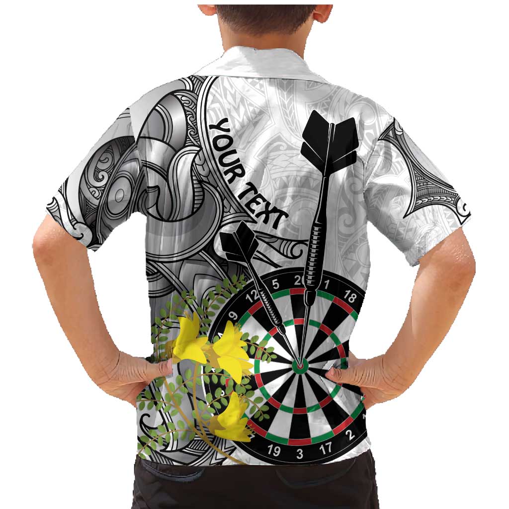 Personalised New Zealand Darts Family Matching Mermaid Dress and Hawaiian Shirt Kowhai Floral with Maori Tattoo LT9 - Polynesian Pride