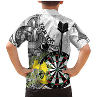 Personalised New Zealand Darts Family Matching Mermaid Dress and Hawaiian Shirt Kowhai Floral with Maori Tattoo LT9 - Polynesian Pride