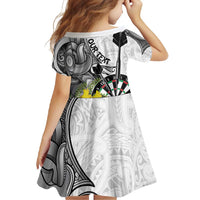 Personalised New Zealand Darts Family Matching Off Shoulder Maxi Dress and Hawaiian Shirt Kowhai Floral with Maori Tattoo LT9 - Polynesian Pride
