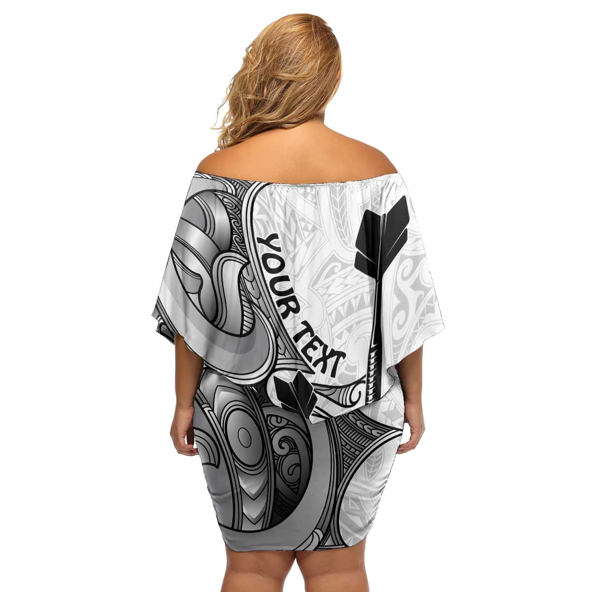 Personalised New Zealand Darts Family Matching Off Shoulder Short Dress and Hawaiian Shirt Kowhai Floral with Maori Tattoo LT9 - Polynesian Pride