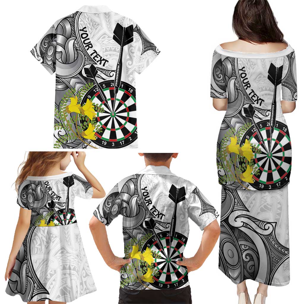 Personalised New Zealand Darts Family Matching Puletasi and Hawaiian Shirt Kowhai Floral with Maori Tattoo LT9 - Polynesian Pride