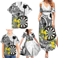 Personalised New Zealand Darts Family Matching Summer Maxi Dress and Hawaiian Shirt Kowhai Floral with Maori Tattoo LT9 - Polynesian Pride