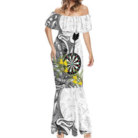 Personalised New Zealand Darts Mermaid Dress Kowhai Floral with Maori Tattoo LT9 - Polynesian Pride