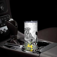 Personalised New Zealand Darts Skinny Tumbler Kowhai Floral with Maori Tattoo LT9 - Polynesian Pride