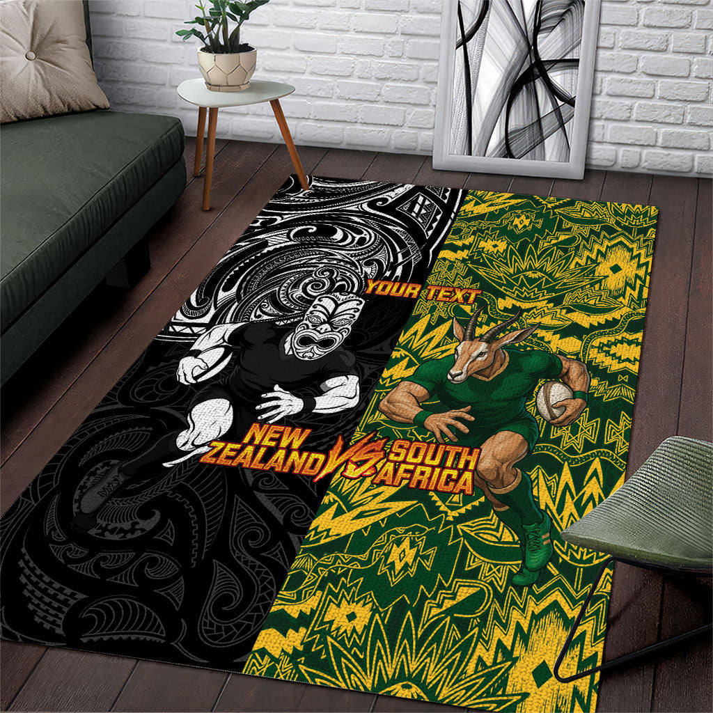 Custom New Zealand vs South Africa Area Rug Rugby Rivalry Two Nations One Battle LT9 Multicolor - Polynesian Pride