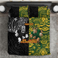 Custom New Zealand vs South Africa Bedding Set Rugby Rivalry Two Nations One Battle LT9 Multicolor - Polynesian Pride