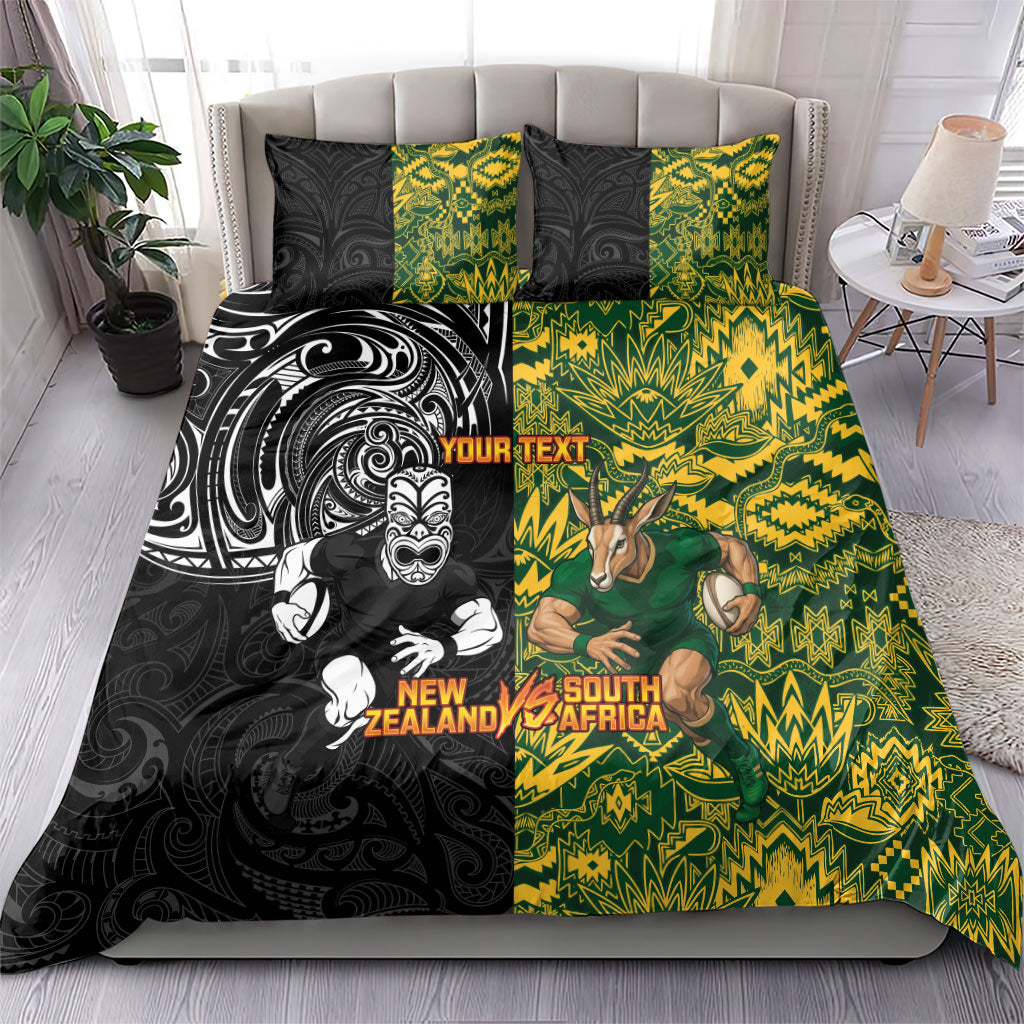Custom New Zealand vs South Africa Bedding Set Rugby Rivalry Two Nations One Battle LT9 - Polynesian Pride