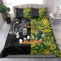 Custom New Zealand vs South Africa Bedding Set Rugby Rivalry Two Nations One Battle LT9 - Polynesian Pride