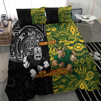 Custom New Zealand vs South Africa Bedding Set Rugby Rivalry Two Nations One Battle LT9 - Polynesian Pride