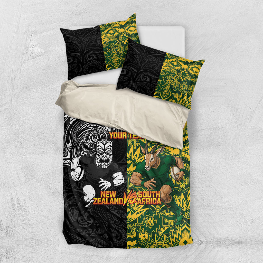 Custom New Zealand vs South Africa Bedding Set Rugby Rivalry Two Nations One Battle LT9 US Twin 172cm x 218cm Multicolor - Polynesian Pride