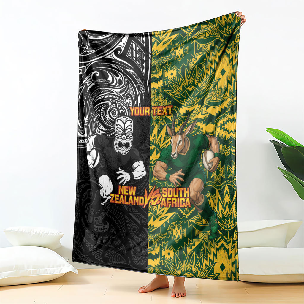Custom New Zealand vs South Africa Blanket Rugby Rivalry Two Nations One Battle LT9 - Polynesian Pride