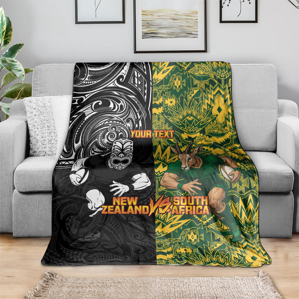 Custom New Zealand vs South Africa Blanket Rugby Rivalry Two Nations One Battle LT9 - Polynesian Pride