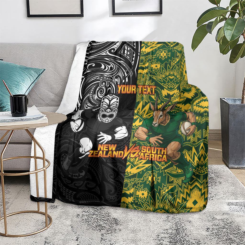 Custom New Zealand vs South Africa Blanket Rugby Rivalry Two Nations One Battle LT9 - Polynesian Pride