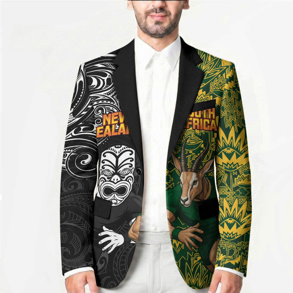 Custom New Zealand vs South Africa Blazer Rugby Rivalry Two Nations One Battle LT9 - Polynesian Pride