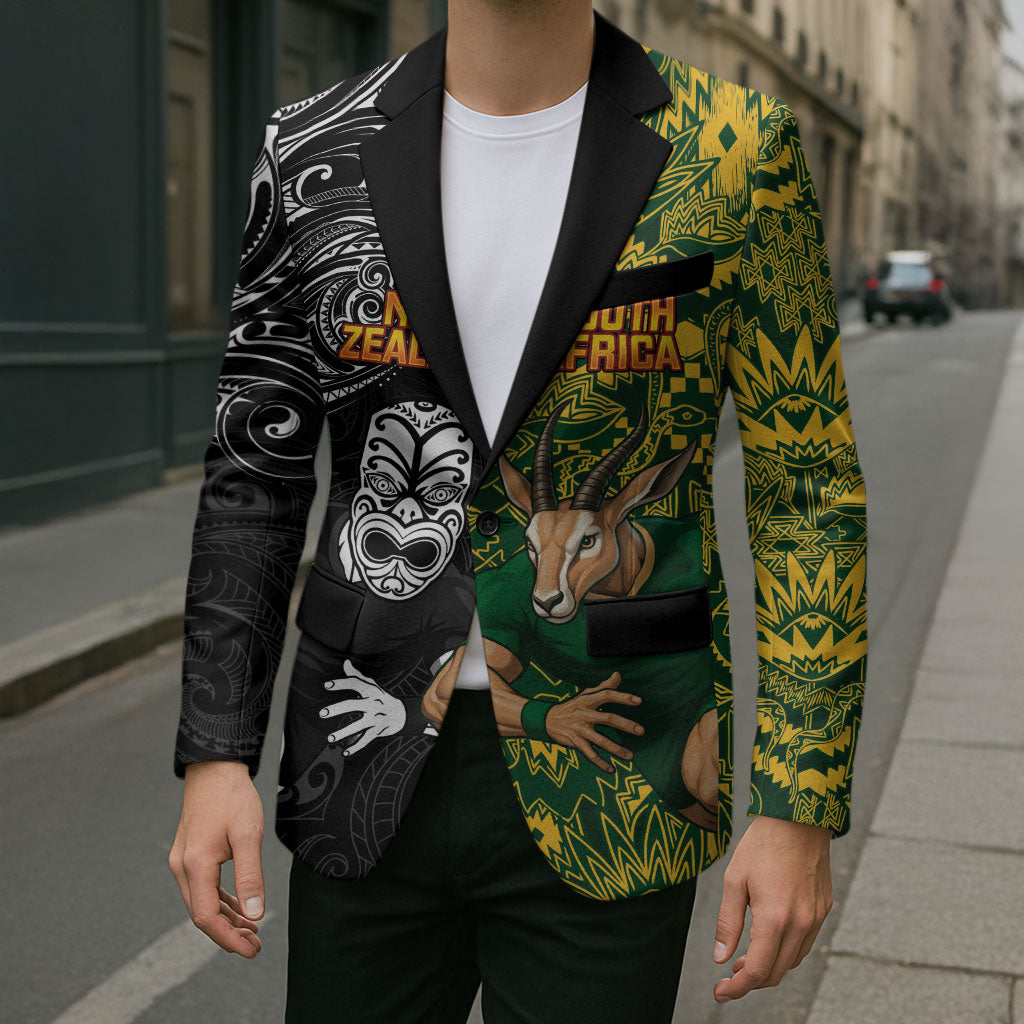Custom New Zealand vs South Africa Blazer Rugby Rivalry Two Nations One Battle LT9 - Polynesian Pride
