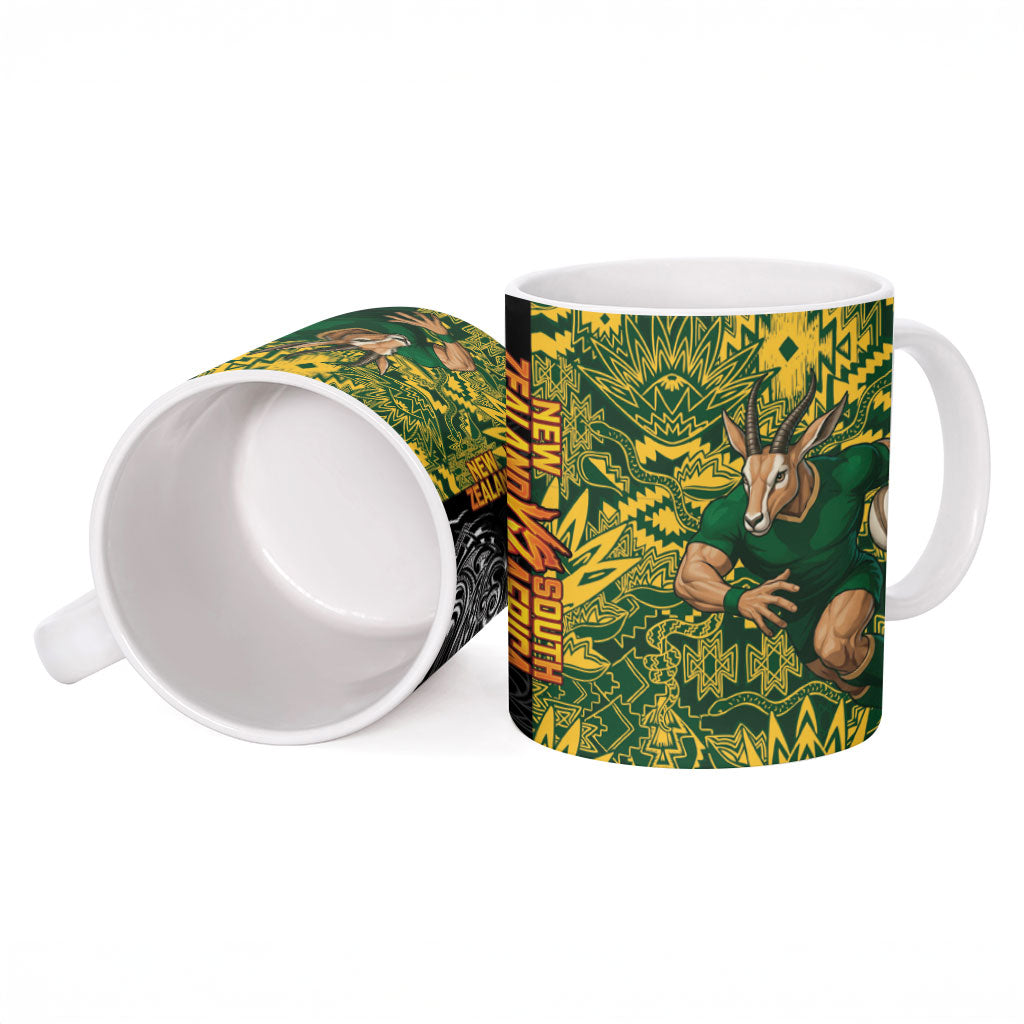 New Zealand vs South Africa Ceramic Mug Rugby Rivalry Two Nations One Battle LT9 - Polynesian Pride