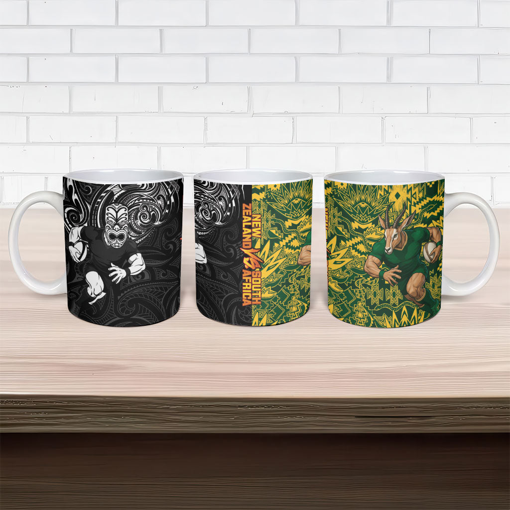 New Zealand vs South Africa Ceramic Mug Rugby Rivalry Two Nations One Battle LT9 - Polynesian Pride