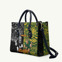 Custom New Zealand vs South Africa Leather Bag Rugby Rivalry Two Nations One Battle LT9 Multicolor - Polynesian Pride