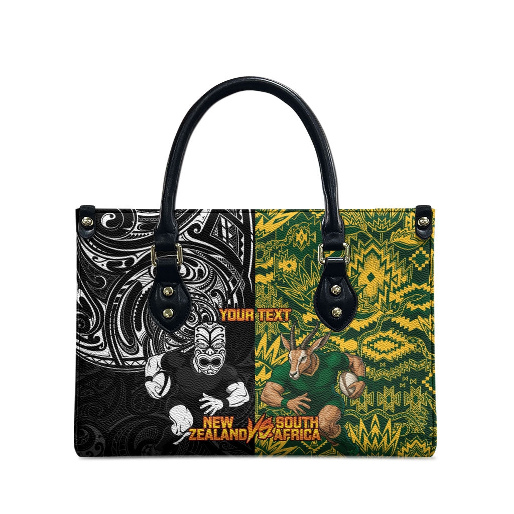 Custom New Zealand vs South Africa Leather Bag Rugby Rivalry Two Nations One Battle LT9 - Polynesian Pride