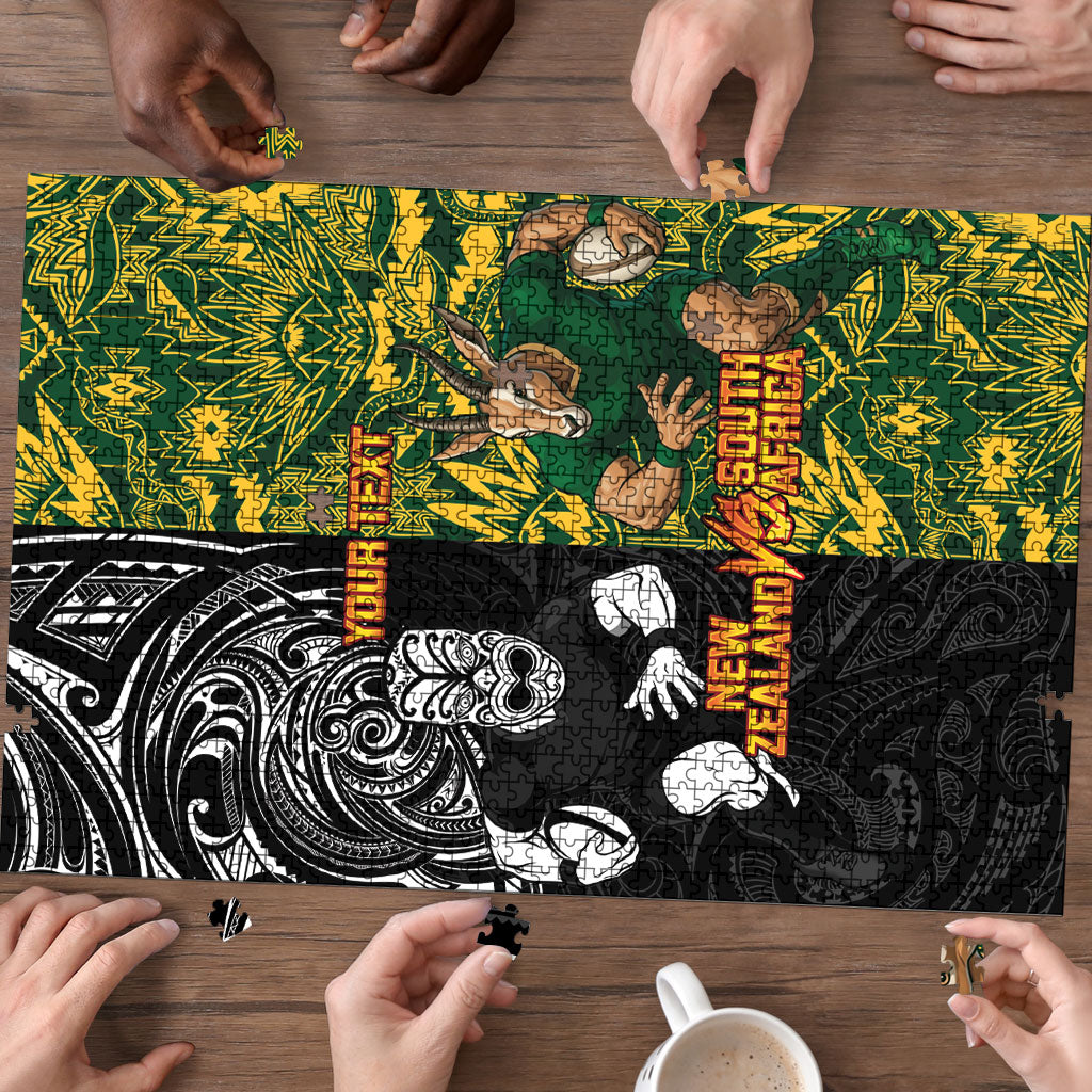 Custom New Zealand vs South Africa Puzzle Rugby Rivalry Two Nations One Battle LT9 - Polynesian Pride