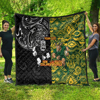 Custom New Zealand vs South Africa Quilt Rugby Rivalry Two Nations One Battle LT9 - Polynesian Pride