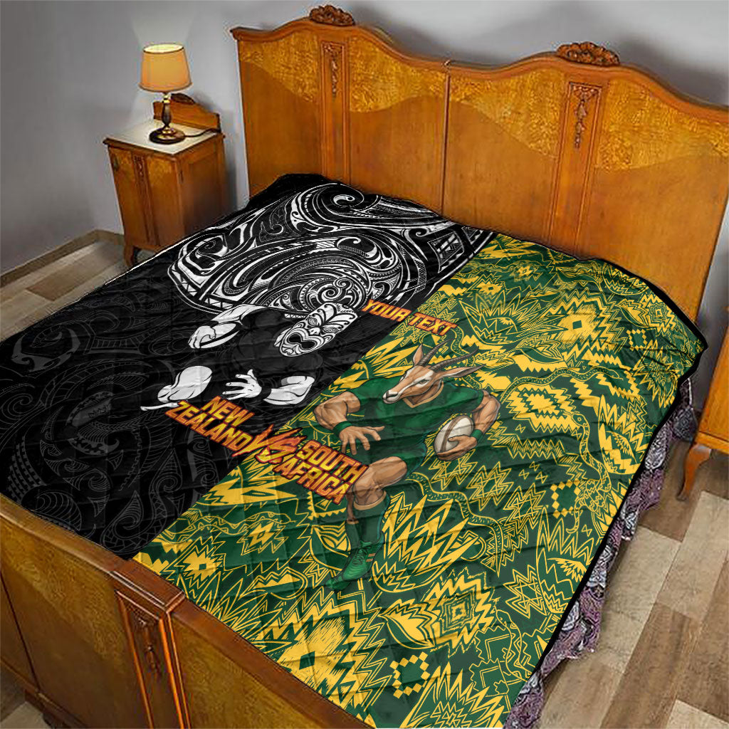 Custom New Zealand vs South Africa Quilt Rugby Rivalry Two Nations One Battle LT9 - Polynesian Pride