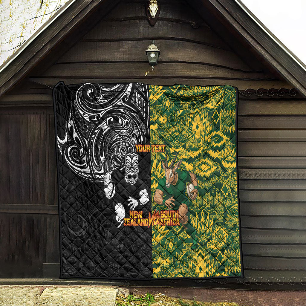 Custom New Zealand vs South Africa Quilt Rugby Rivalry Two Nations One Battle LT9 - Polynesian Pride