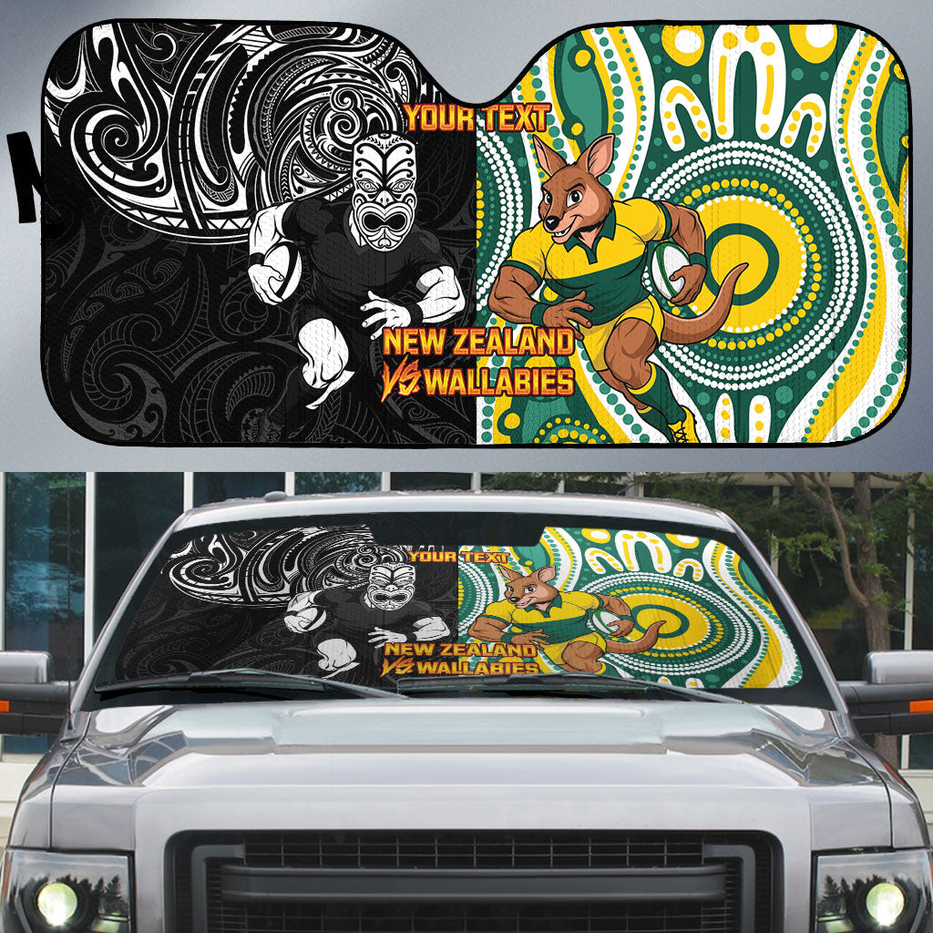 Custom Australia vs New Zealand Auto Sun Shade Rugby Rivalry Two Nations One Battle LT9 Multicolor - Polynesian Pride