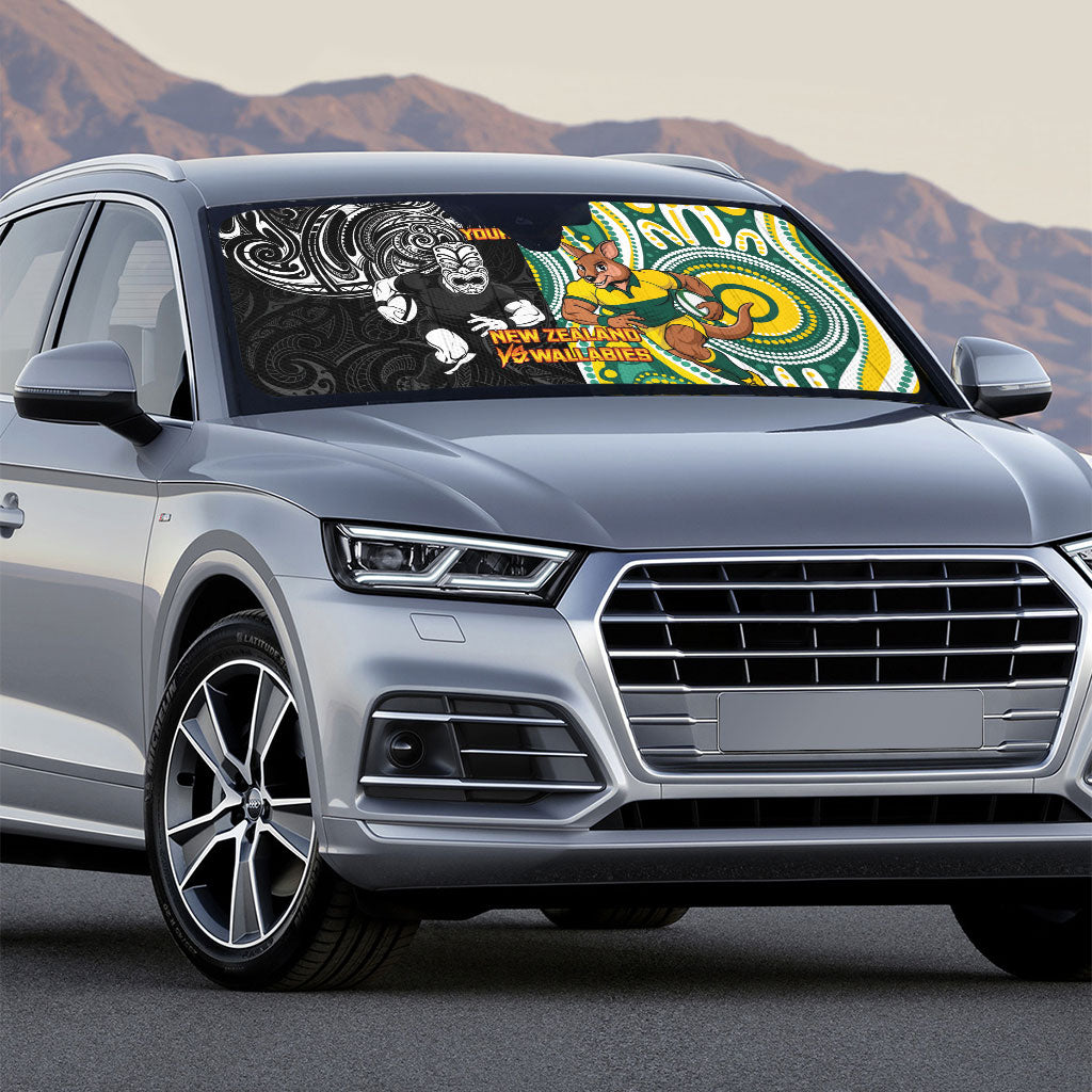 Custom Australia vs New Zealand Auto Sun Shade Rugby Rivalry Two Nations One Battle LT9 - Polynesian Pride