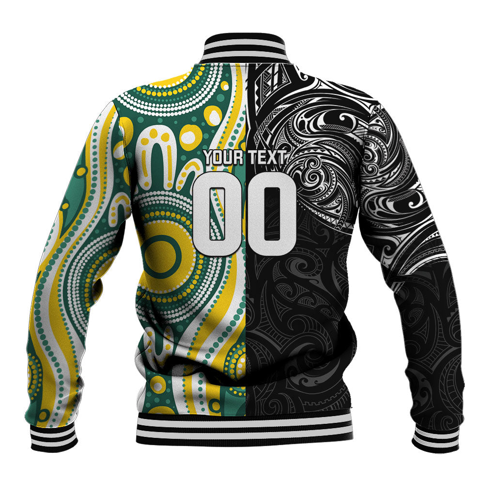 Custom Australia vs New Zealand Baseball Jacket Rugby Rivalry Two Nations One Battle LT9 - Polynesian Pride