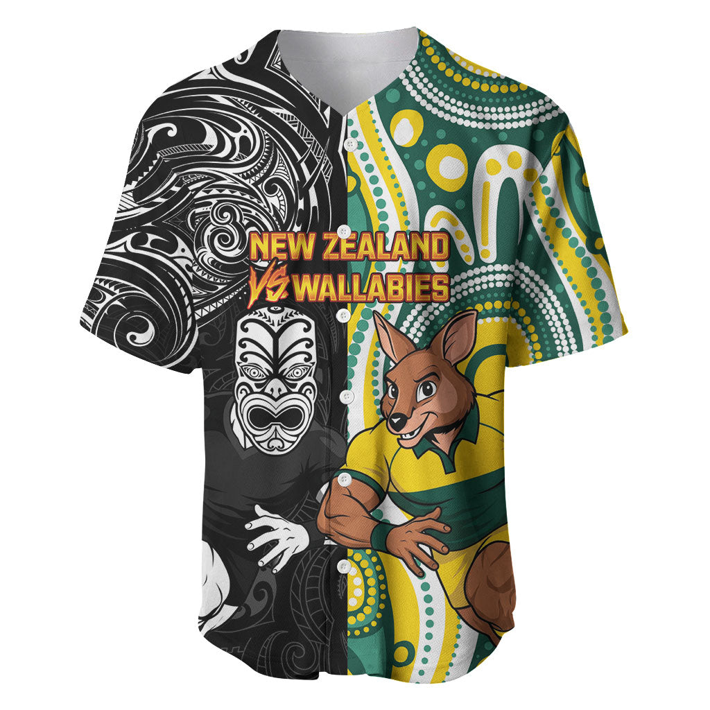 Custom Australia vs New Zealand Baseball Jersey Rugby Rivalry Two Nations One Battle LT9 Multicolor - Polynesian Pride