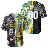 Custom Australia vs New Zealand Baseball Jersey Rugby Rivalry Two Nations One Battle LT9 - Polynesian Pride