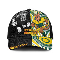 Personalised Australia vs New Zealand Baseball Net Cap Rugby Rivalry Two Nations One Battle LT9 One Size Black Multicolor - Polynesian Pride