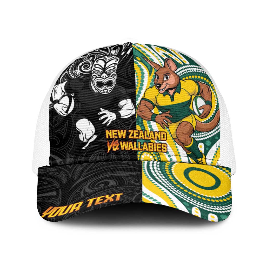 Personalised Australia vs New Zealand Baseball Net Cap Rugby Rivalry Two Nations One Battle LT9 One Size White Multicolor - Polynesian Pride
