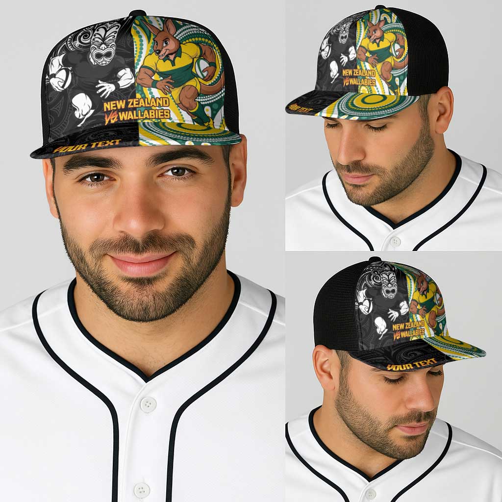Personalised Australia vs New Zealand Baseball Net Cap Rugby Rivalry Two Nations One Battle LT9 - Polynesian Pride